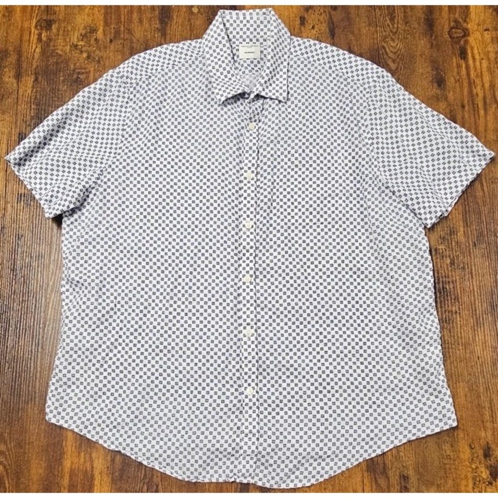 Baird McNutt Murano Slim Fit Long Sleeve 100% Linen White Geometric Men's Sz XL